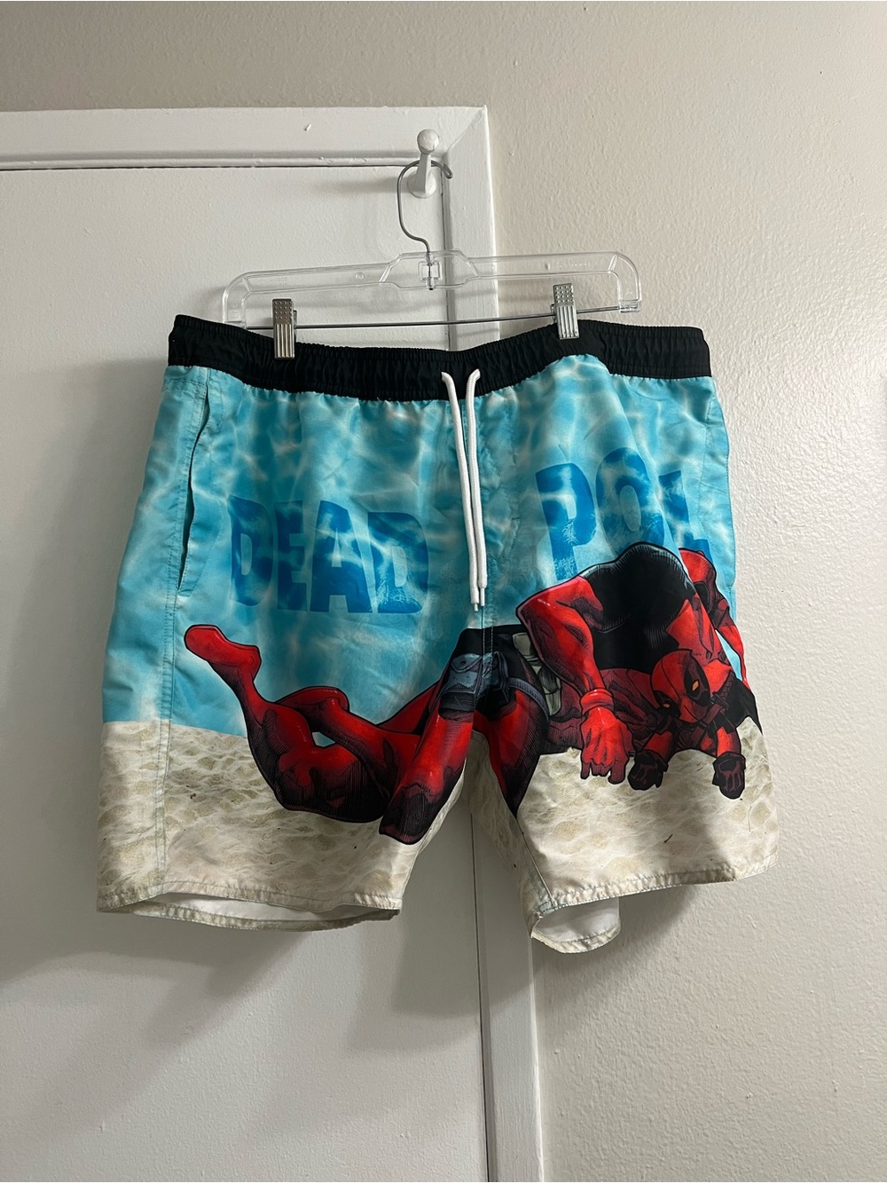 Marvel Deadpool Men’s Swim Trunks - Red & Blue